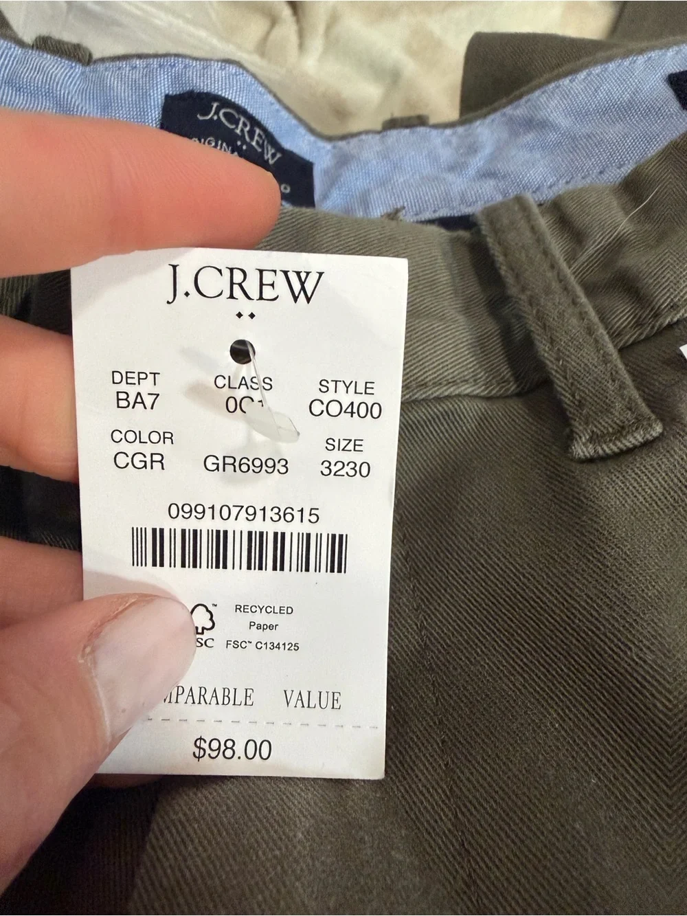 J crew catskill green Straight-fit original chino pant 32 x 30
